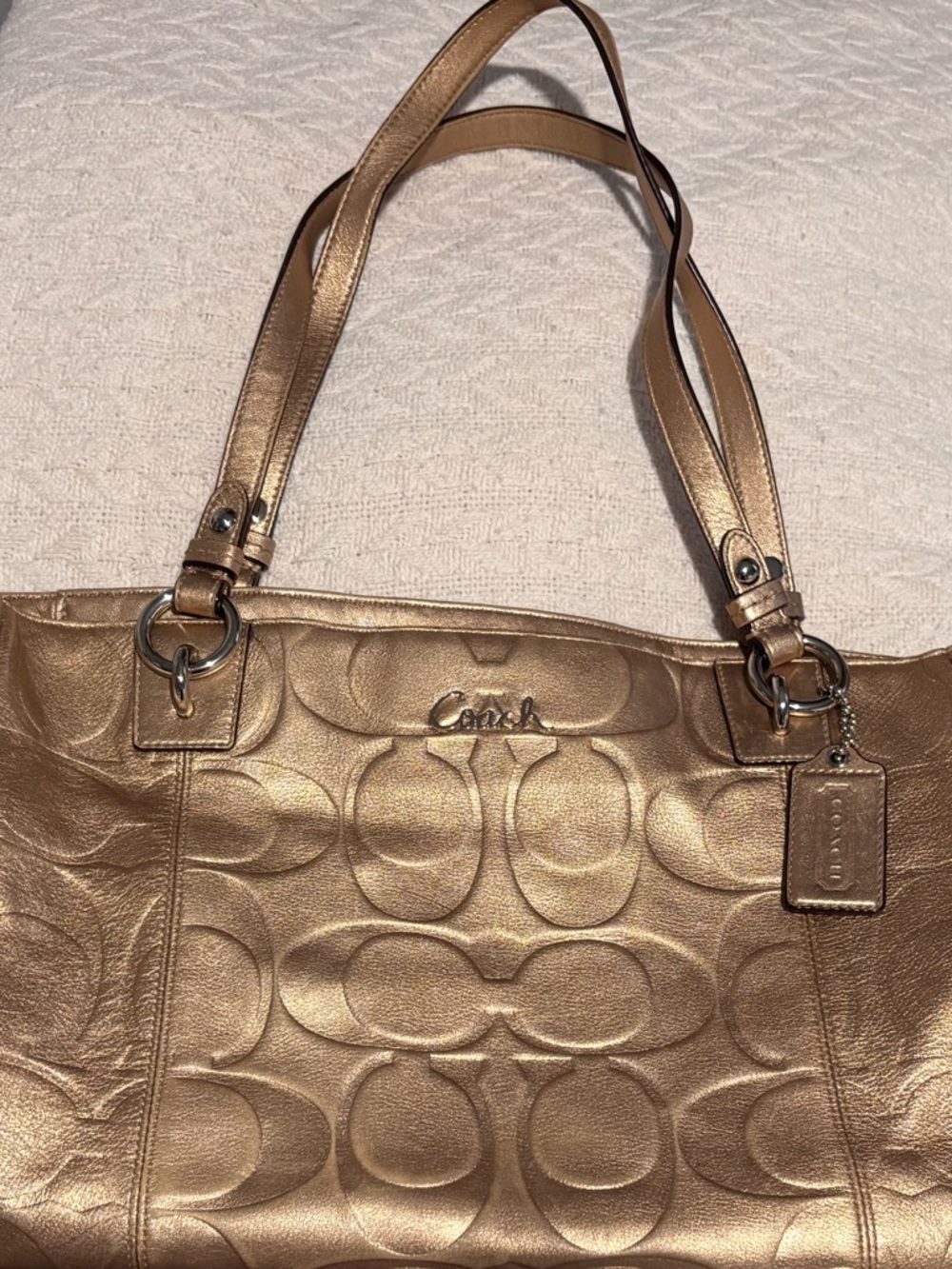 Coach Metallic Gold Signature Tote